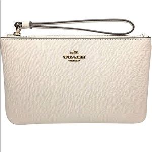 NIB NWT COACH chalk cross grain leather wristlet